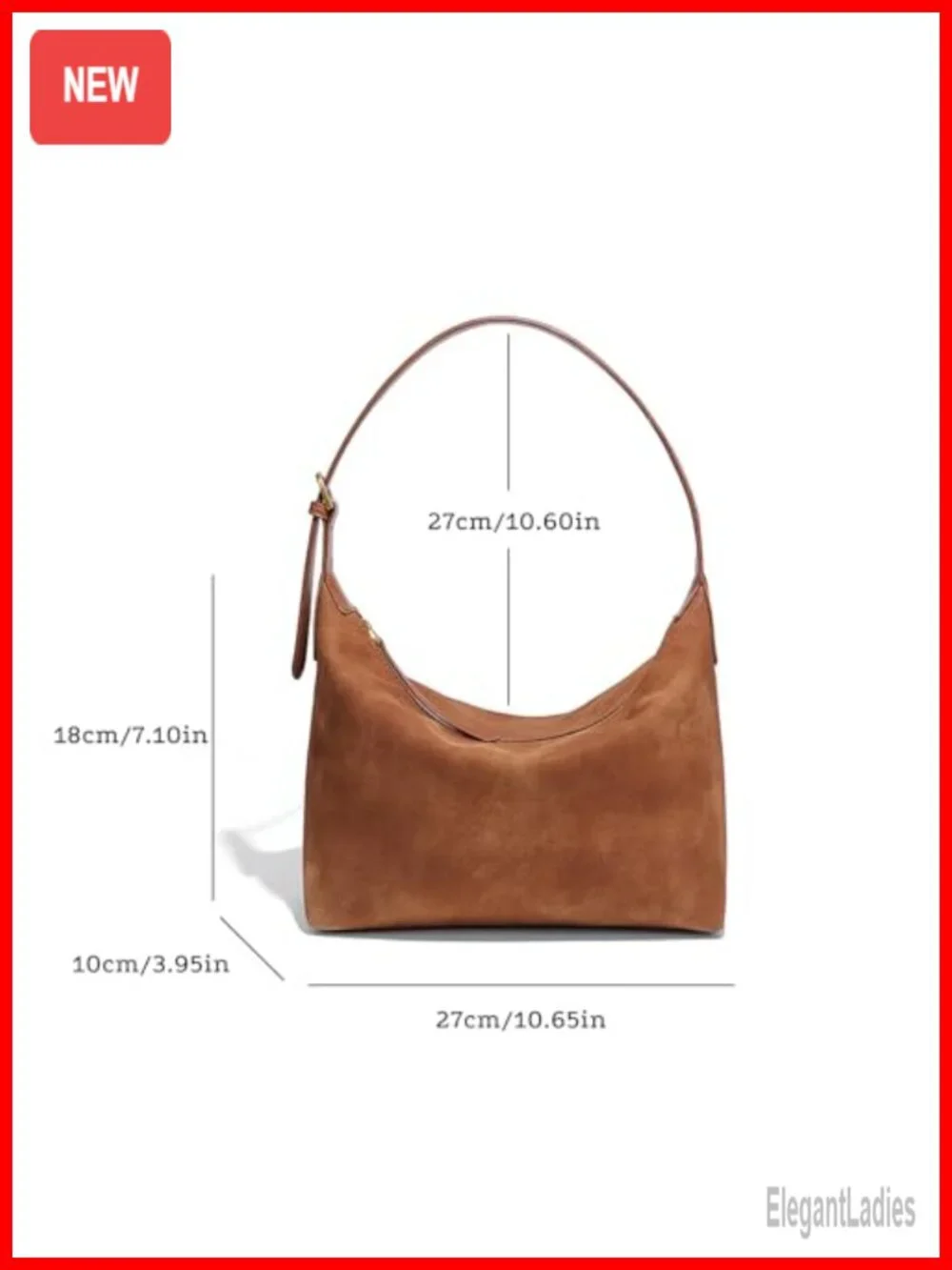 Faux Suede Hobo Bag with 2 Adjustable Straps Lightweight Soft Crossbody